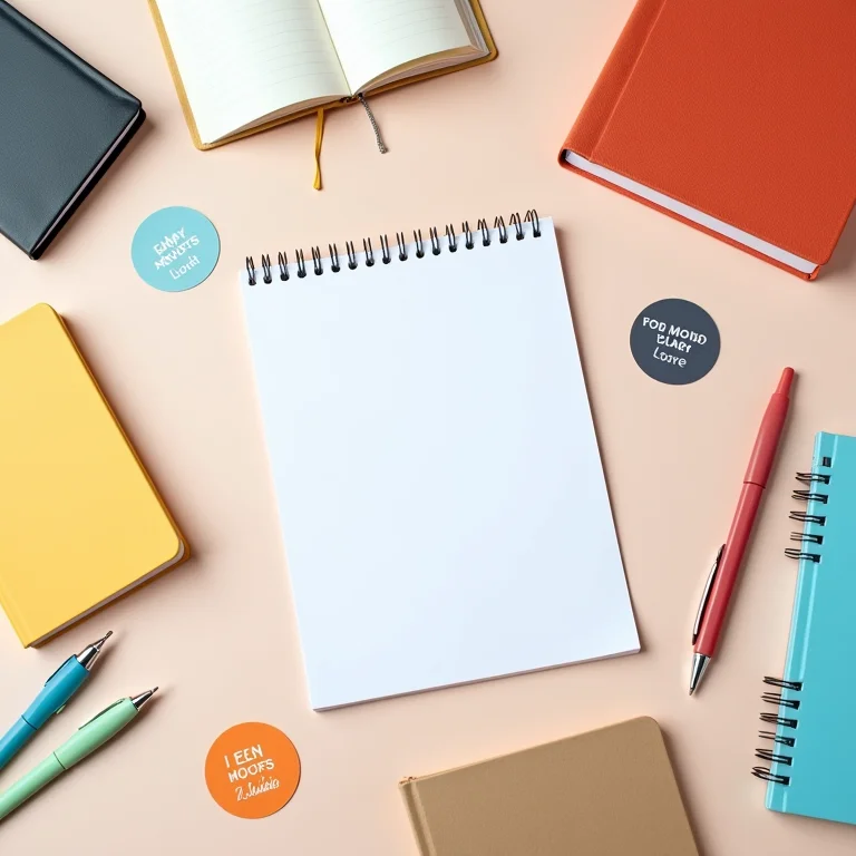 Diversos cadernos, canetas e adesivos para organizar as finanças.