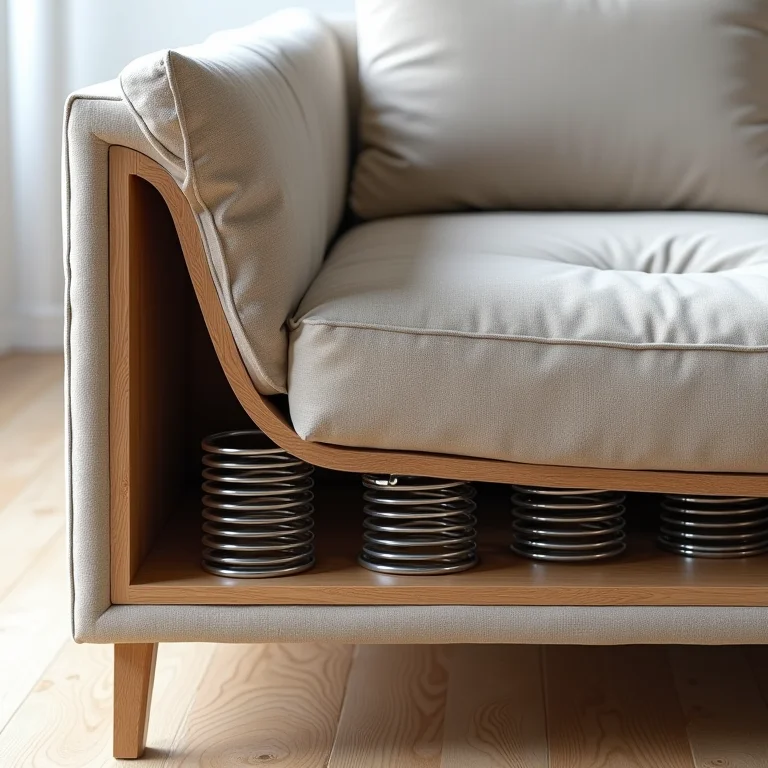 Estrutura interna de um sofá de alta qualidade