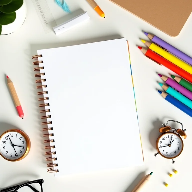 Ferramentas de auto-avaliação em estilo flat lay