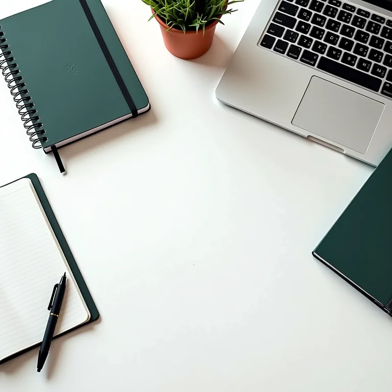 Ferramentas de negócios organizadas em uma mesa.