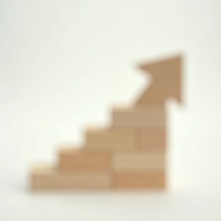 Flecha crescente de blocos, representando a inflação de demanda.