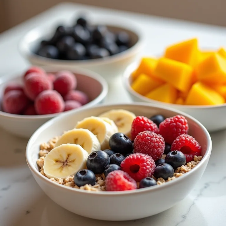 Frutas frescas e congeladas para overnight oats