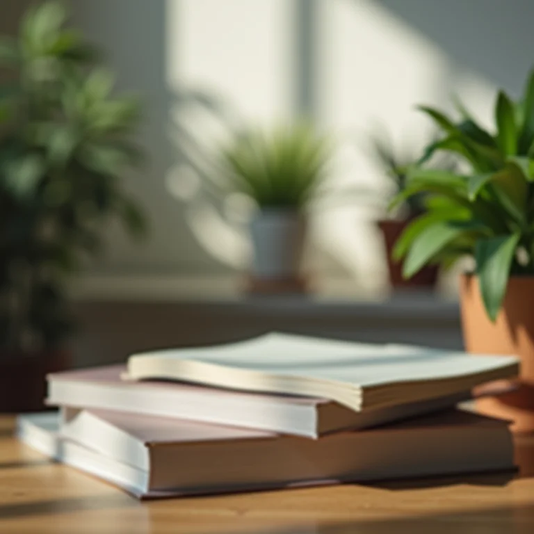 Fundo desfocado com livros e plantas para videochamada