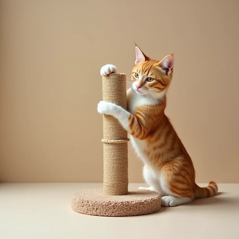 Gato arranhando poste com diferentes texturas