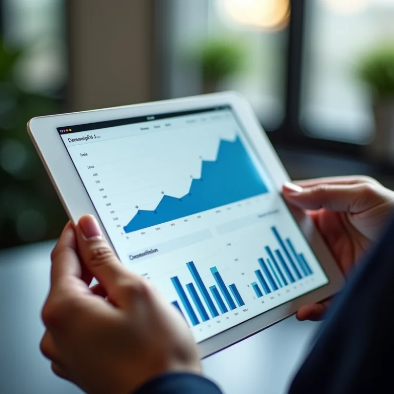 Gráfico de dados em um tablet