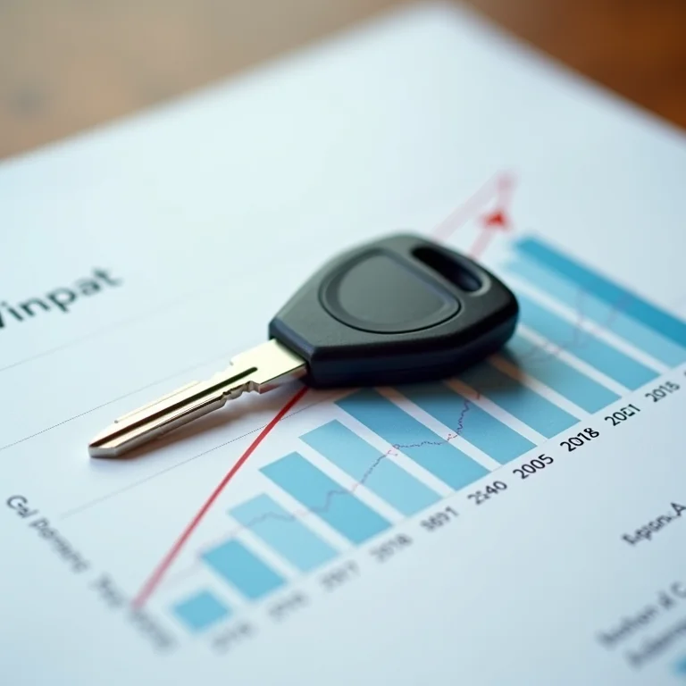 Gráfico de desvalorização de carro com chave