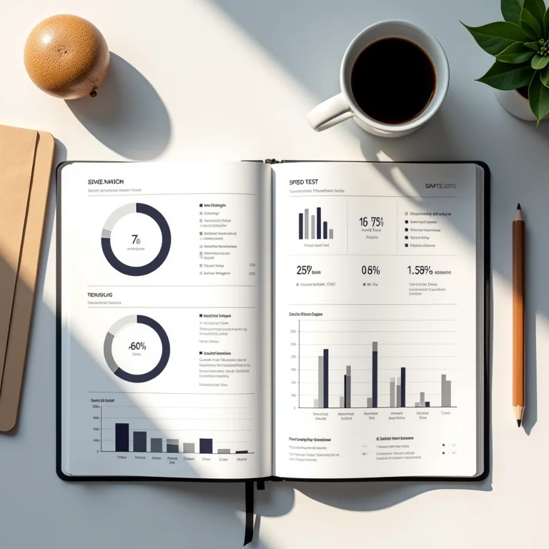 Gráficos e informações detalhadas sobre testes de velocidade em um caderno.