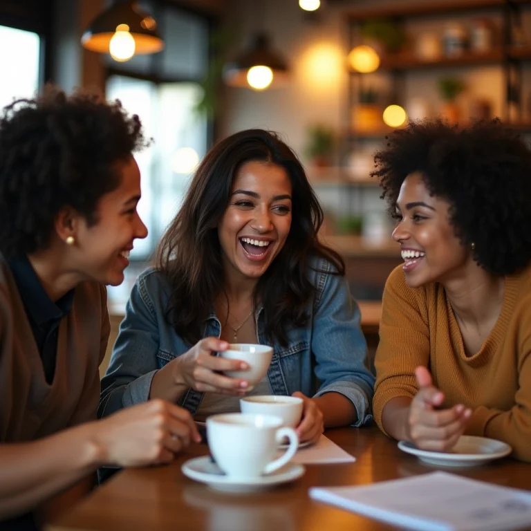 Grupo de amigas combinando um happy hour econômico