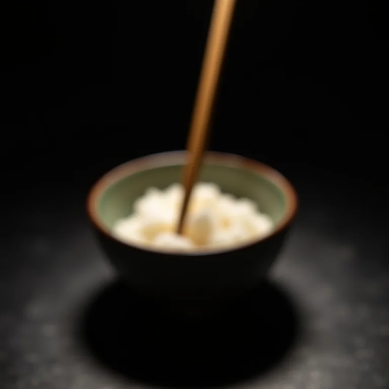 Hashis espetados em tigela de arroz