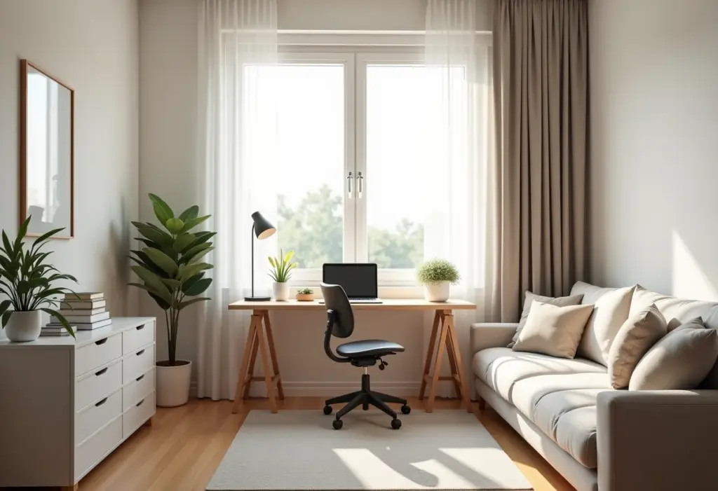 Home Office no Quarto: 5 erros de decoração que você deve evitar Home office minimalista em quarto com luz natural