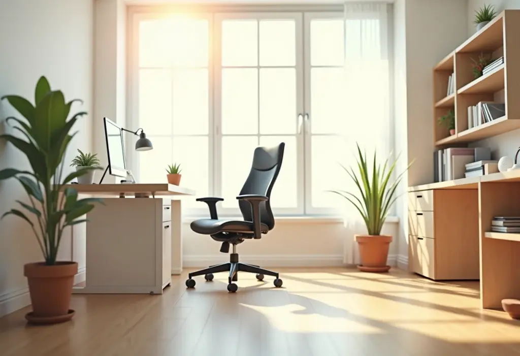 Home office organizado com luz natural