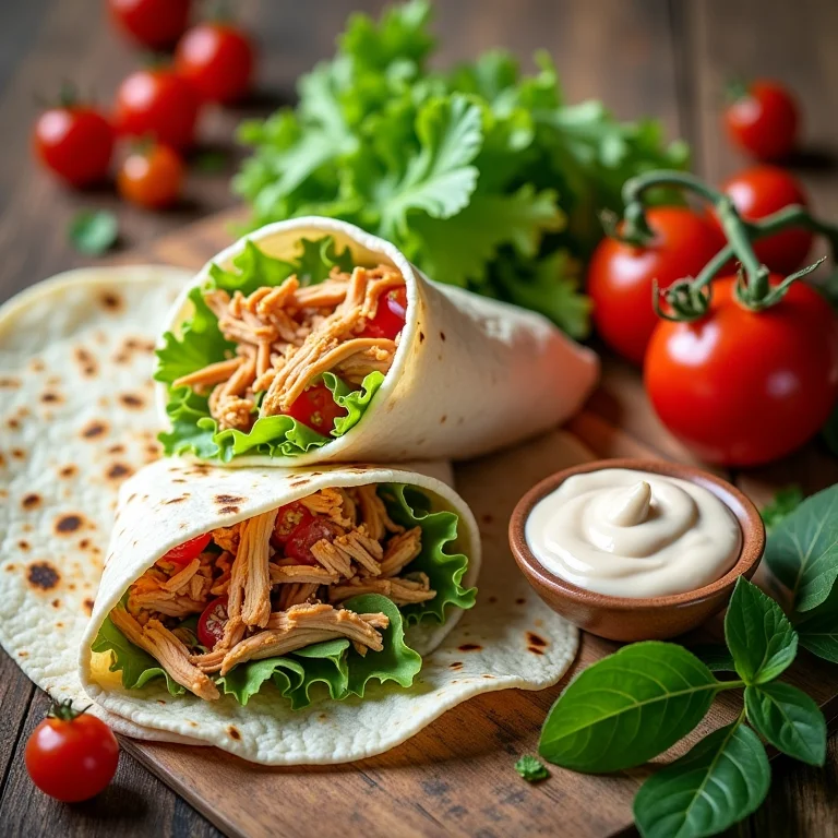 Ingredientes frescos para wrap de frango