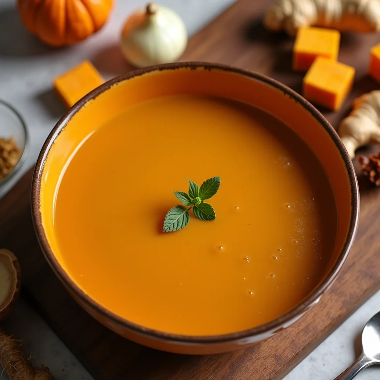 Ingredientes selecionados para uma sopa de abóbora perfeita.