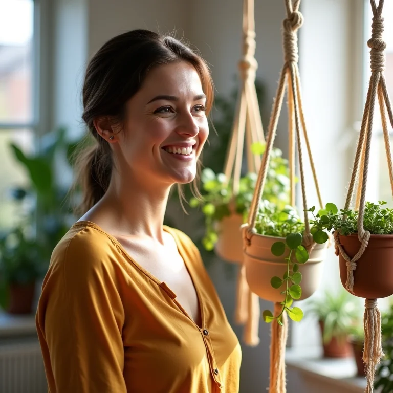 Inspirações de suportes de plantas macramê