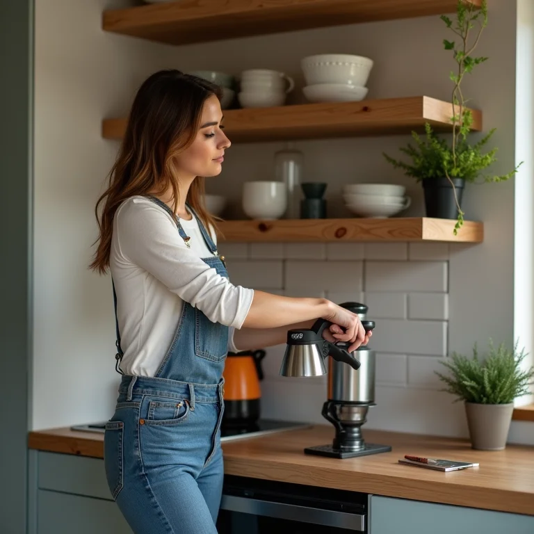 Instalação segura de prateleiras para o cantinho do café