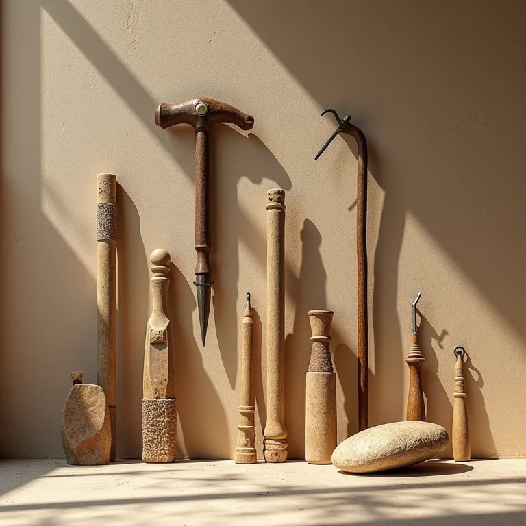 Instrumentos médicos e ferramentas de construção do Egito Antigo.