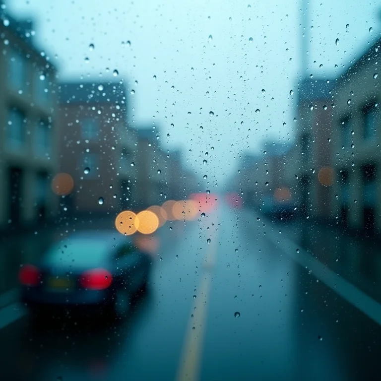 Janela de vidro com gotas de chuva