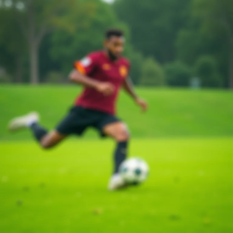 Jogador de futebol passando a bola durante o jogo