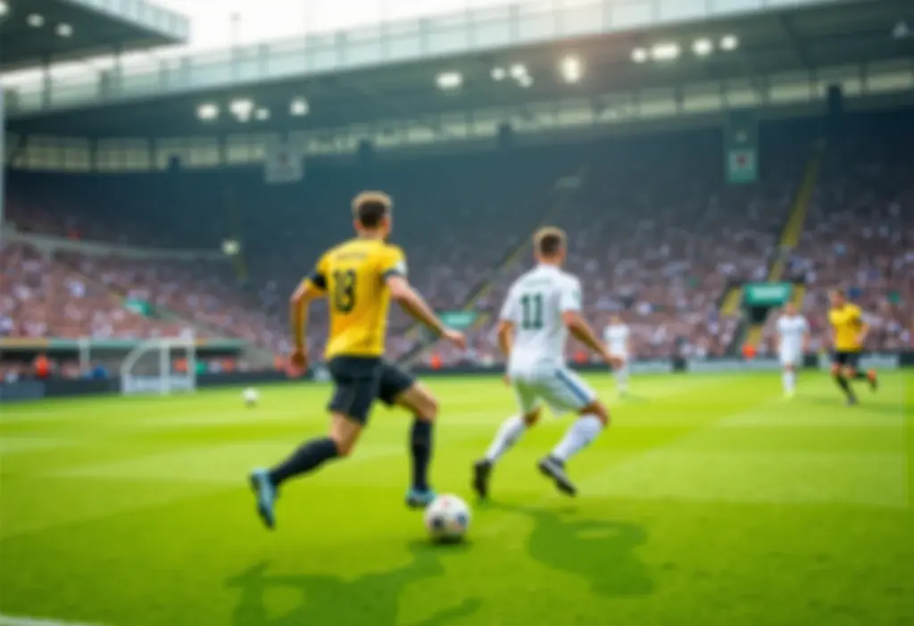 Jogadores de futebol em ação durante uma partida