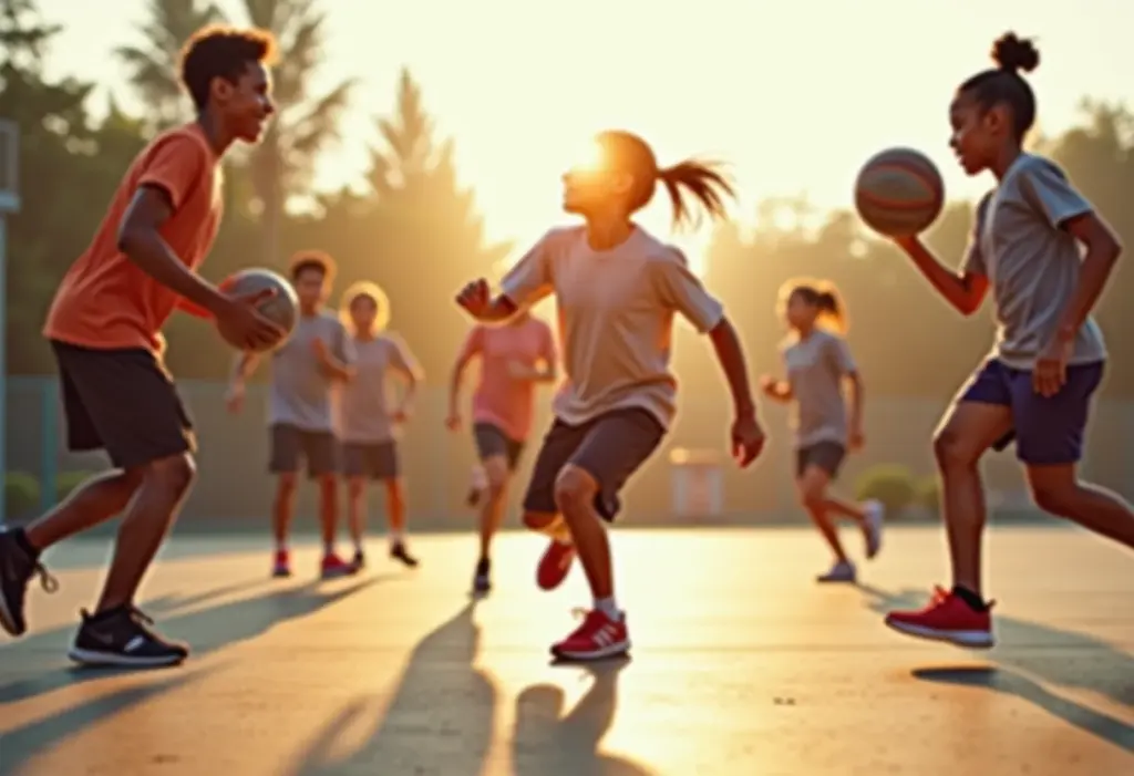 Queimada: As regras secretas que ninguém te conta para vencer sempre Jovens jogando queimada em quadra ensolarada.