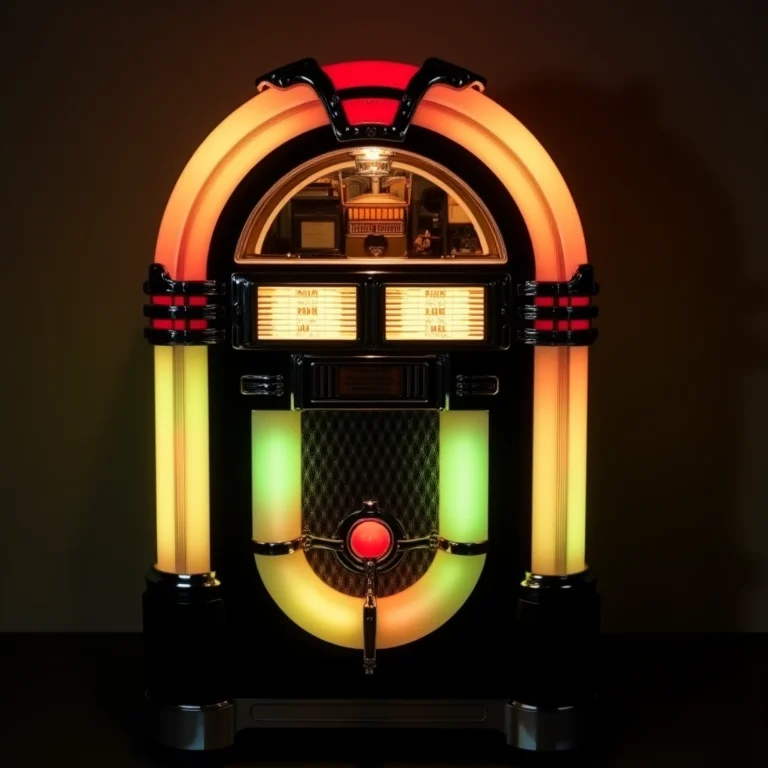 Jukebox tocando rock 'n' roll dos anos 50.