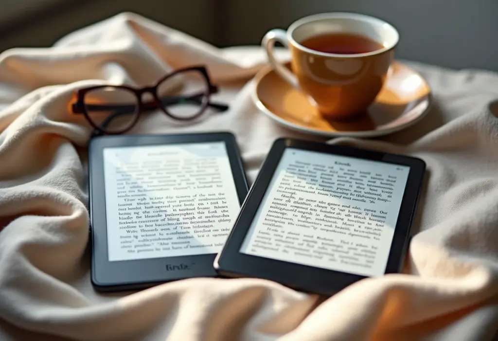 Kindle e Lev lado a lado em uma composição aconchegante.