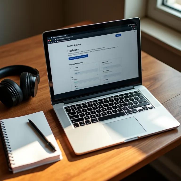 Laptop com curso online de oratória e acessórios