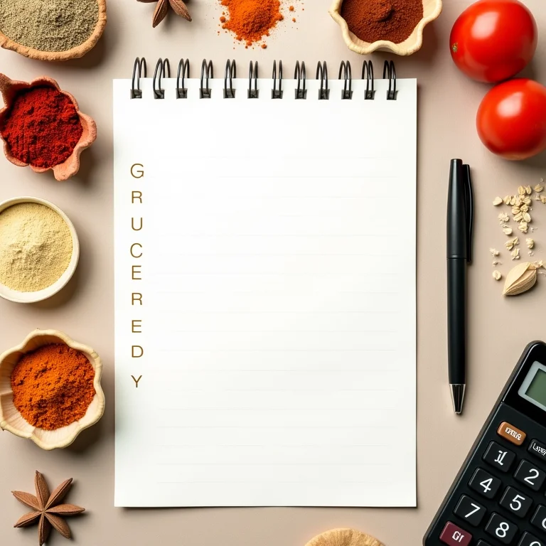 Lista de compras detalhada com especiarias