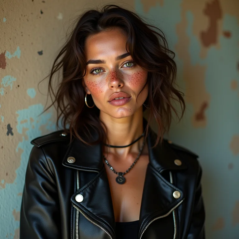 Look fashionista com jaqueta de couro e peças statement