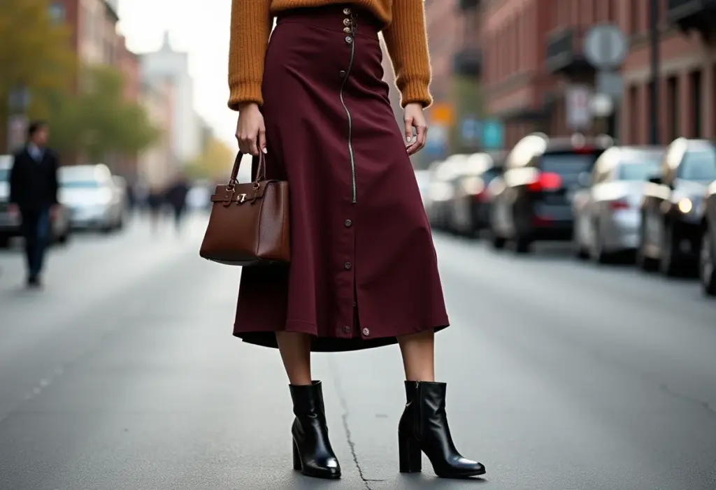 Saia midi no inverno: truques de styling com bota que alongam! Looks estilosos com saia midi e bota para o inverno