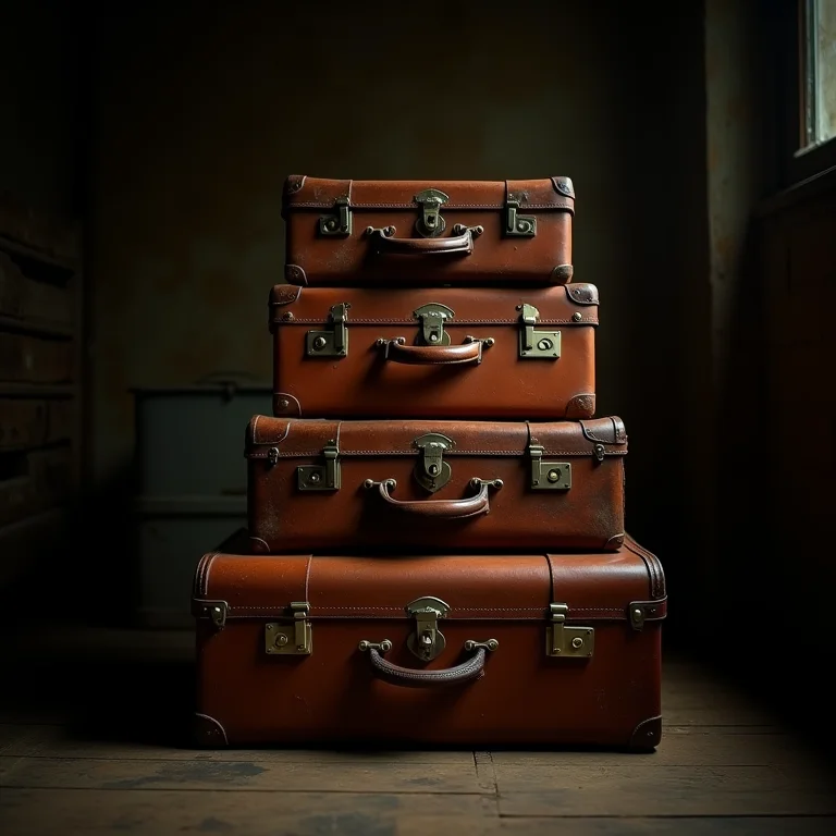 Mala de couro representando as vítimas do Holocausto em 'A Lista de Schindler'