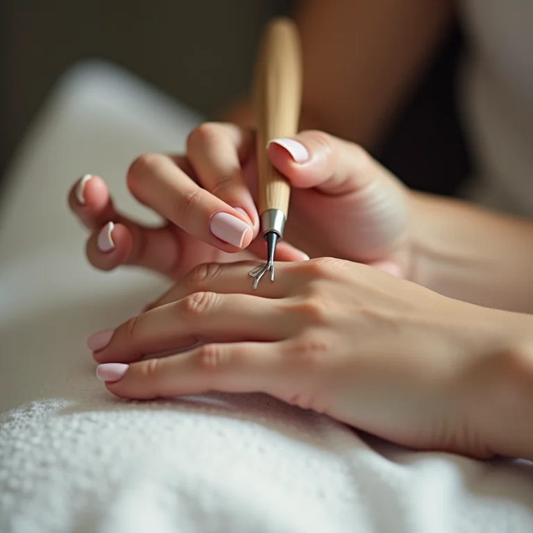 Manicure lixando as unhas de uma mulher