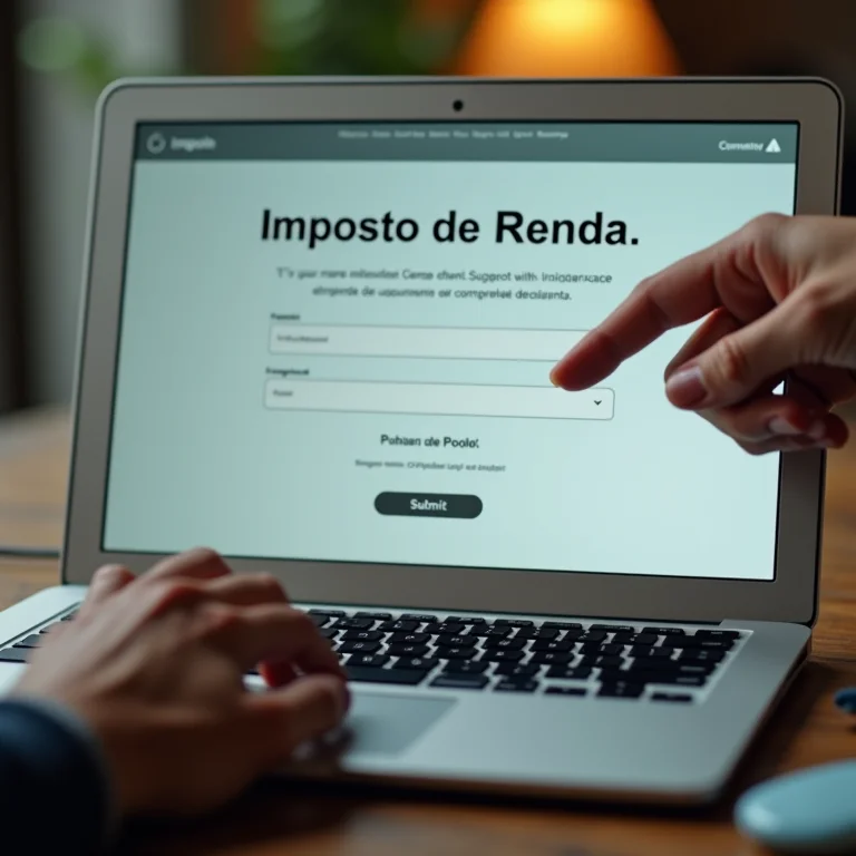 Mão clicando no botão de enviar a declaração do Imposto de Renda