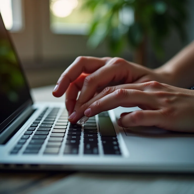 Mão higienizando teclado de um notebook.