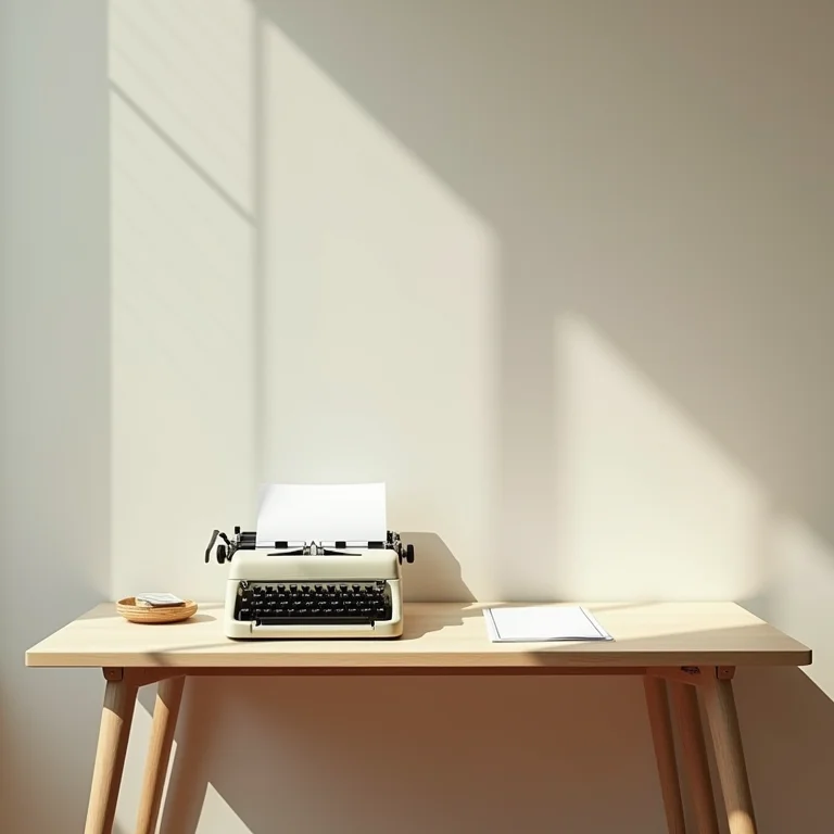 Máquina de escrever minimalista representando o estilo direto da poesia de Caeiro