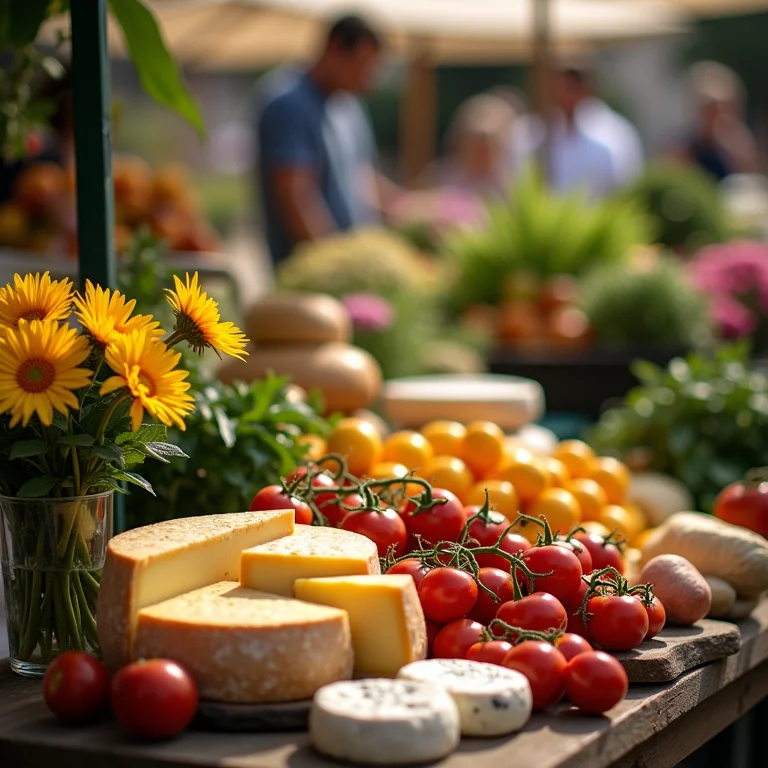 Mercado de rua parisiense com produtos frescos