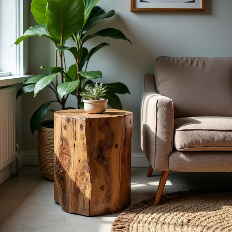 Mesa lateral rústica com charme natural