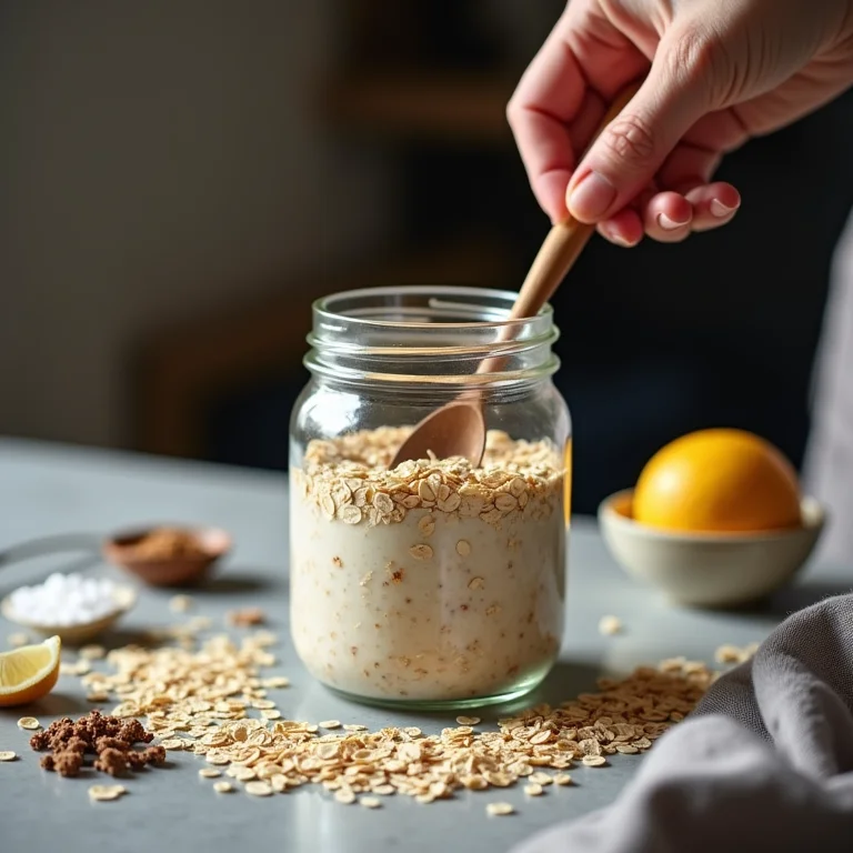 Misturando os ingredientes do overnight oats