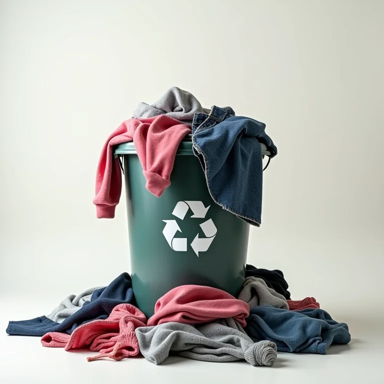 Montanha de roupas descartadas da fast fashion