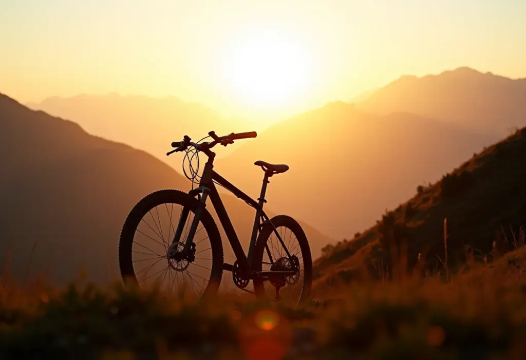 Mountain Bike de Entrada: As Melhores Marcas para Começar Mountain bike em trilha montanhosa ao pôr do sol