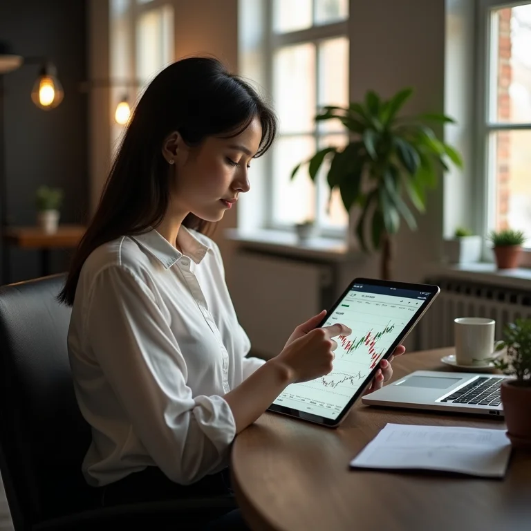 Mulher analisando gráficos financeiros, representando inteligência financeira