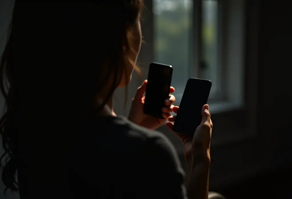 Instagram e WhatsApp no escuro: o guia fácil para ativar já! Mulher ativando modo escuro no Instagram e WhatsApp