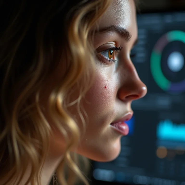 Mulher branca ajustando configurações no OBS Studio para transmissão ao vivo.