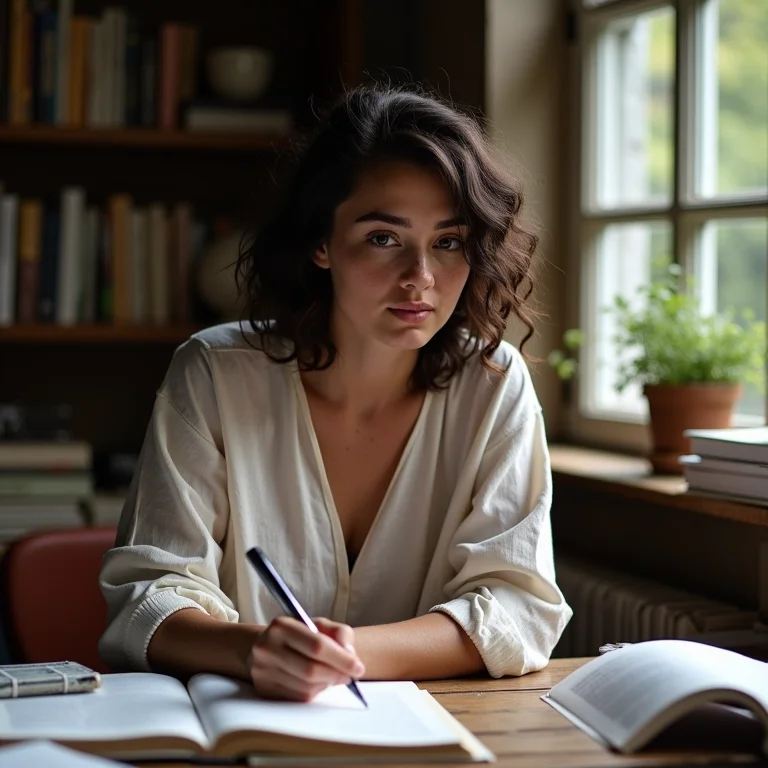 Mulher branca anotando em um workshop, investindo em seu desenvolvimento.