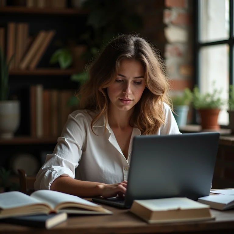 Mulher branca assistindo documentário e expandindo seus horizontes
