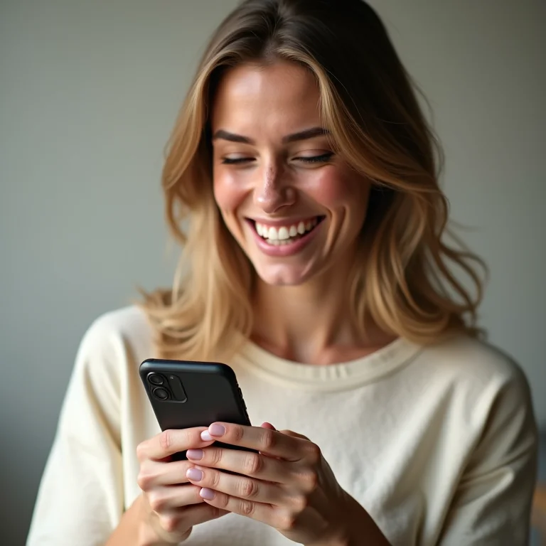 Mulher branca com sardas comemora recebimento do seguro-desemprego.