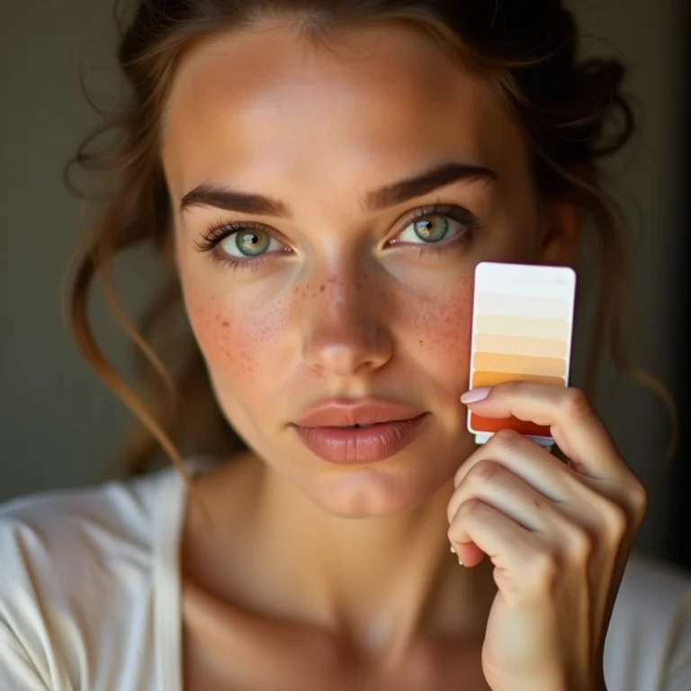 Mulher branca com sardas determinando seu subtom de pele