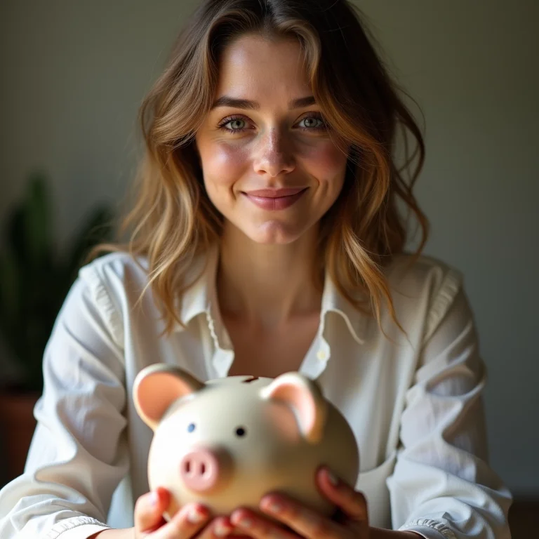 Mulher branca comparando investimentos em Tesouro Direto com uma poupança tradicional.