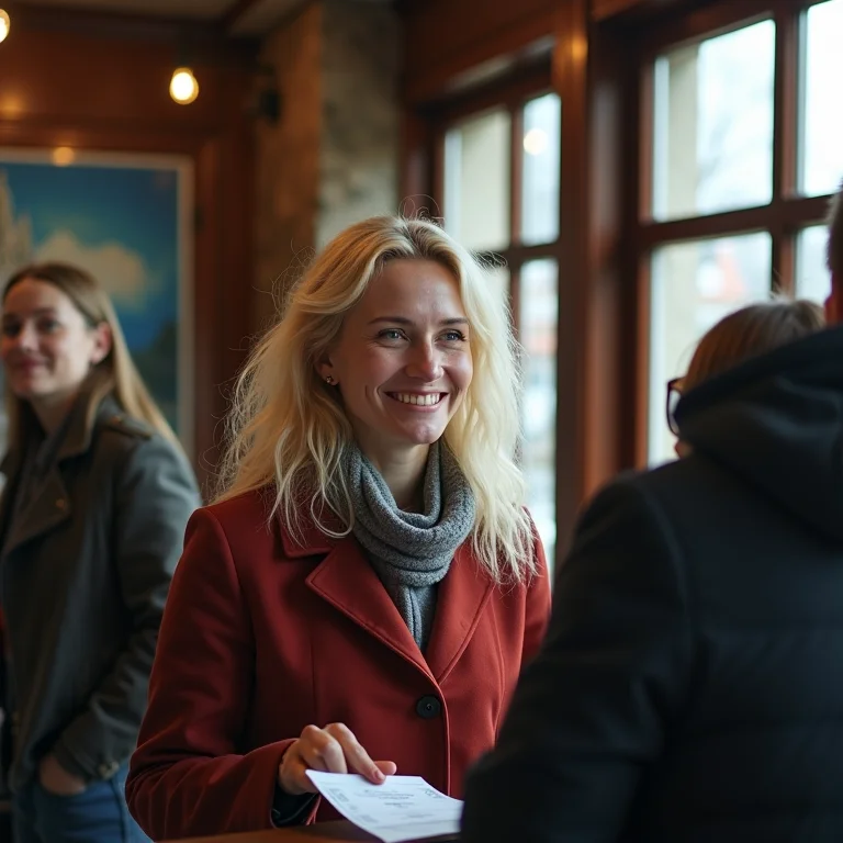 Mulher branca comprando ingressos para o Kremlin