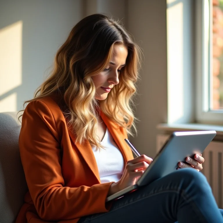Mulher branca estudando marketing digital na HubSpot Academy.